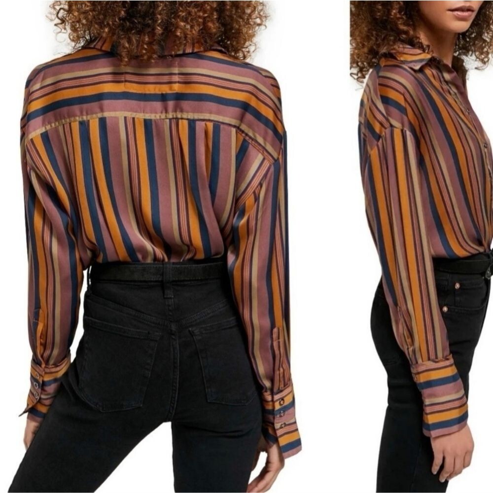 Free people We The Free All Smiles Striped Shirt Multocolor Size XS Oversized - Picture 8 of 15